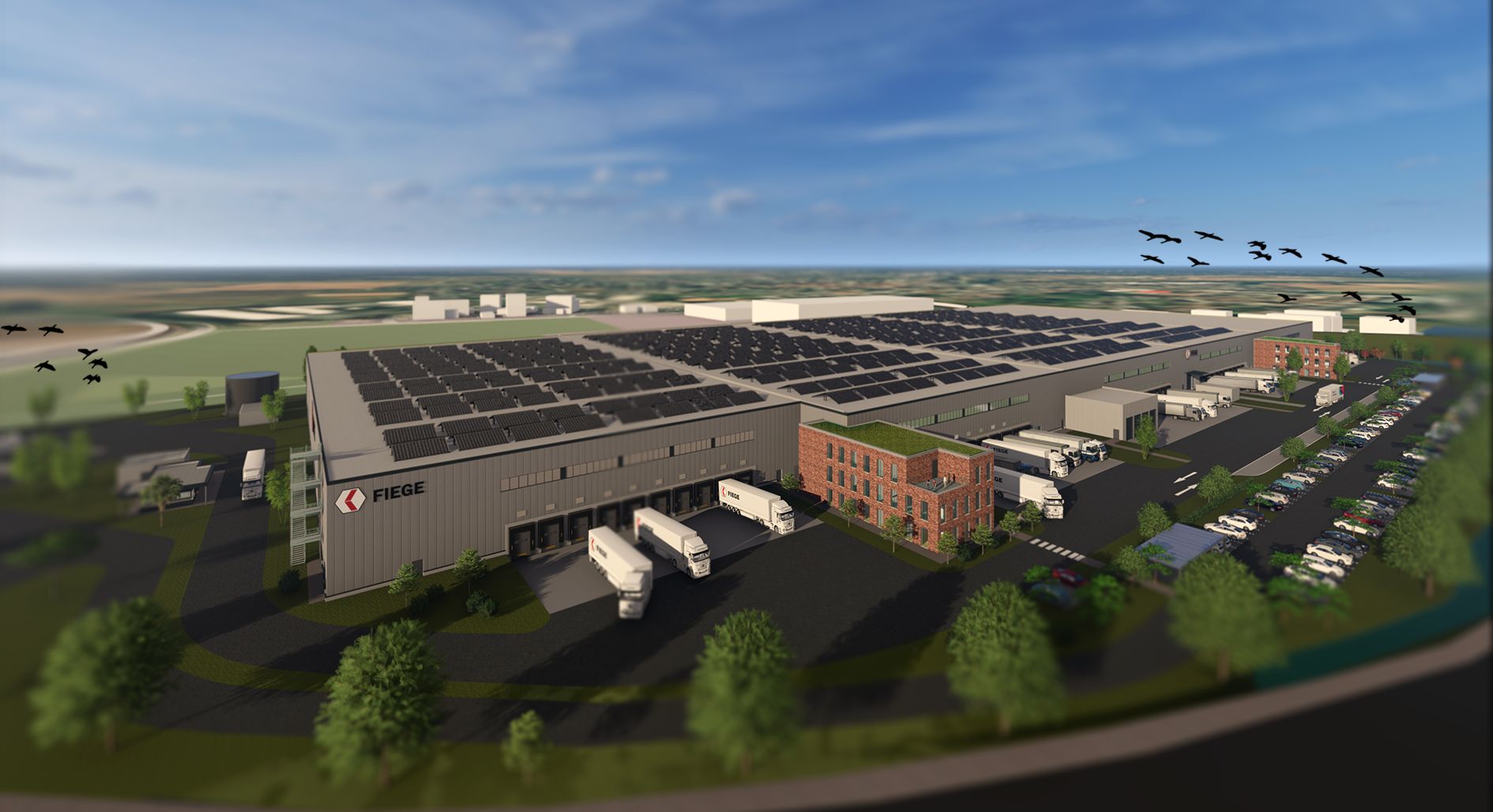 Fiege, logistics service provider - A look into the future: Fiege creates more than 50,000 square metres of logistics space in Hessisch Lichtenau.